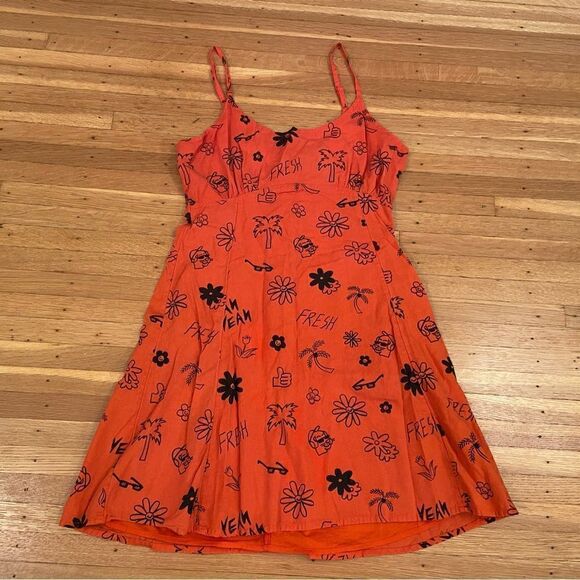 Collusion asos orange tropical fun print dress - Picture 1 of 9